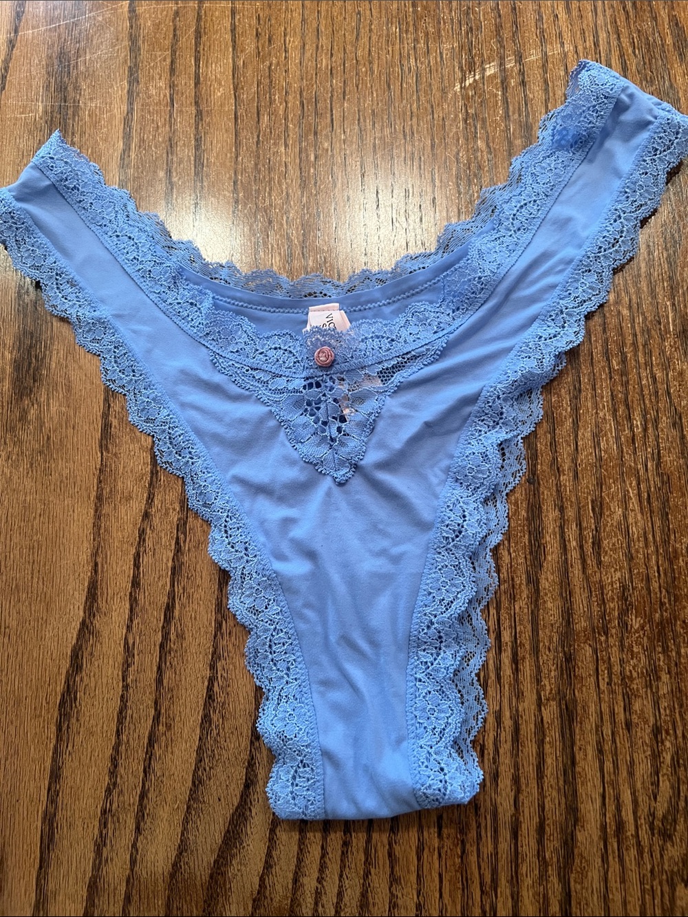 Lace-Trim Bikini Brief - Periwinkle Blue Size L